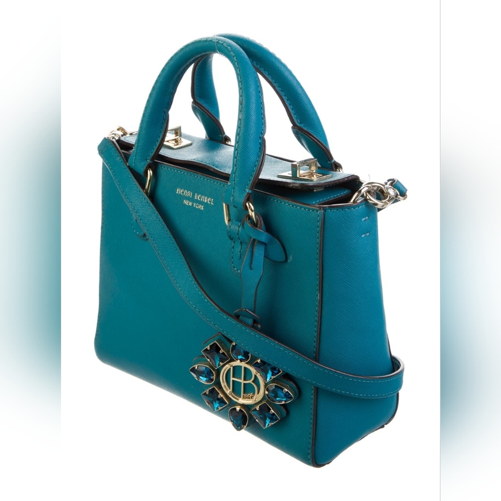 Henri bendel teal mini toplock